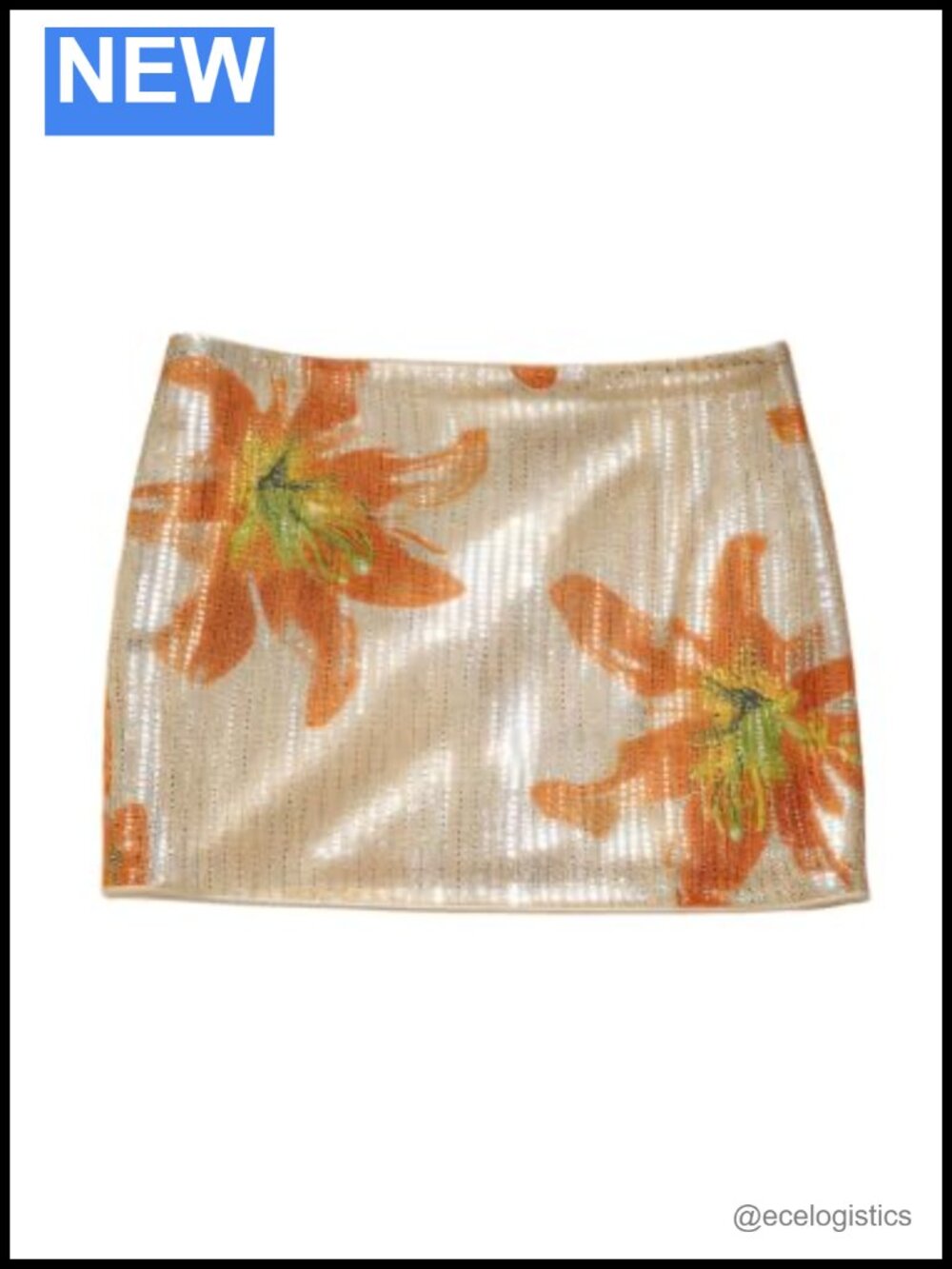 Sequined Floral Y2k Bodycon Mini Skirt Low Rise Elastic Waist